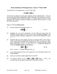 Series Solutions of Ordinary Differential Equations