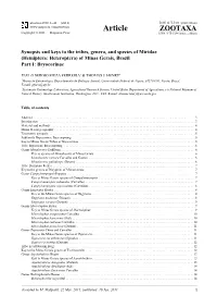 Synopsis and Keys to the Tribes, Genera, and Species of Miridae (Hemiptera: Heteroptera) of Minas Gerais, Brazil Part I: Bryocorinae
