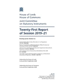 Twenty-First Report of Session 2019-21