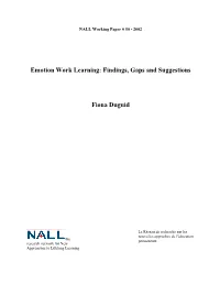 Emotion Work Learning: Findings, Gaps and Suggestions