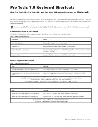 Pro Tools 7.0 Keyboard Shortcuts (For Pro Tools|HD, Pro Tools LE, and Pro Tools M-Powered Systems on Macintosh)