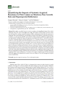 Quantifying the Impacts of Systemic Acquired Resistance to Pitch Canker on Monterey Pine Growth Rate and Hyperspectral Reﬂectance