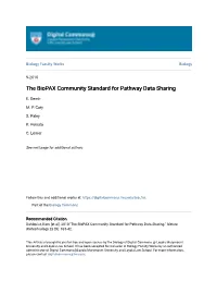 The Biopax Community Standard for Pathway Data Sharing