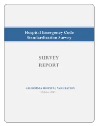 2014 Hospital Emergency Code Standardization Survey TABLE of CONTENTS
