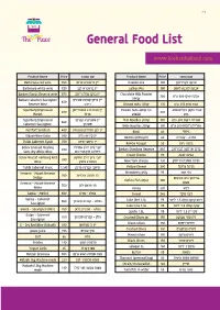 General Food List
