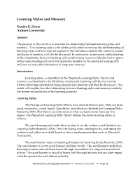 Learning Styles and Memory