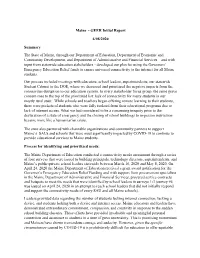 Maine - GEER Initial Report