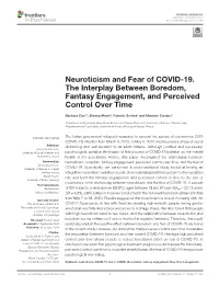 Neuroticism and Fear of COVID-19. the Interplay Between﻿﻿ Boredom