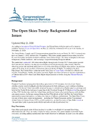 The Open Skies Treaty: Background and Issues