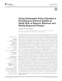 Using Underwater Pulse Oximetry in Freediving to Extreme Depths to Study Risk of Hypoxic Blackout and Diving Response Phases
