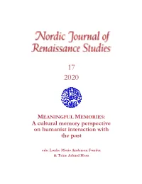 A Cultural Memory Perspective on Humanist Interaction with the Past