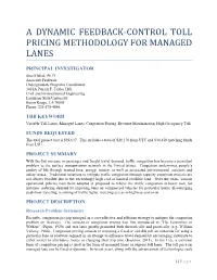 A Dynamic Feedback-Control Toll Pricing Methodology for Managed Lanes