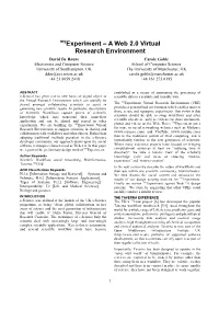 A Web 2.0 Virtual Research Environment