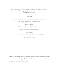 Ignoramus, Ignorabimus? on Fundamental Uncertainty in Ecological Inference
