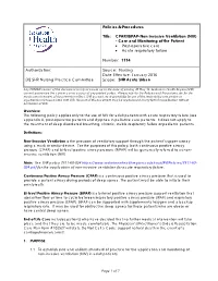 Policies & Procedures Title: CPAP/Bipap-Non Invasive Ventilation