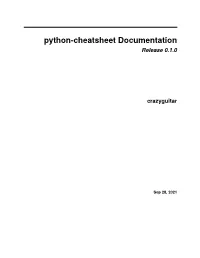 Python-Cheatsheet Documentation Release 0.1.0