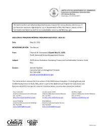 2020 CENSUS PROGRAM INTERNAL MEMORANDUM SERIES: 2019.23.I