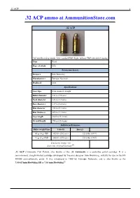 32 ACP Ammo at Ammunitionstore.Com