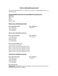 6 Week Conditioning Program-Grade 9 All Workouts Should Be Done Every-Other Day, Preceded by a Form-Running Workout As a Quick W