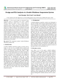 Design and FEA Analysis of a Double Wishbone Suspension System