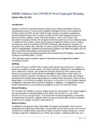 KDHE Guidance for COVID-19 Non-Congregate Housing Updated May 28, 2021