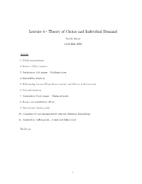 Lecture 4 " Theory of Choice and Individual Demand