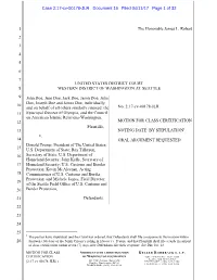 MOTION for CLASS CERTIFICATION Plaintiffs, 13 NOTING DATE: by STIPULATION1 V