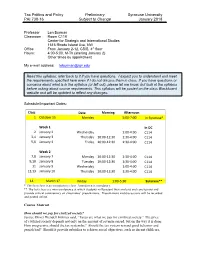 Notes for Tax Policy Course