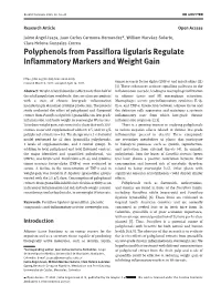 Polyphenols from Passiflora Ligularis Regulate Inflammatory Markers and Weight Gain