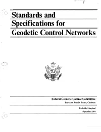Standards and Specifications for Geodetic Control .Networks