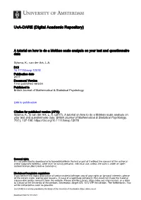 A Tutorial on How to Do a Mokken Scale Analysis on Your Test and Questionnaire Data