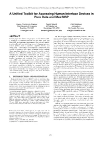 A Unified Toolkit for Accessing Human Interface Devices in Pure Data And