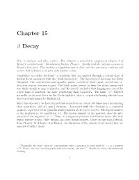 Chapter 15 Β Decay