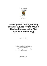 Development of Drug-Eluting Surgical Sutures for the Wound- Healing Process Using Melt Extrusion Technology