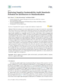 Exploring Supplier Sustainability Audit Standards: Potential for and Barriers to Standardization