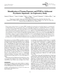 Identification of Trauma Exposure and PTSD In