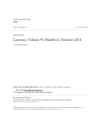 Lawrence, Volume 95, Number 2, Summer 2014 Lawrence University