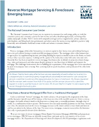 Reverse Mortgage Servicing & Foreclosure: Emerging Issues
