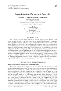 Serpentinization, Carbon, and Deep Life Matthew O