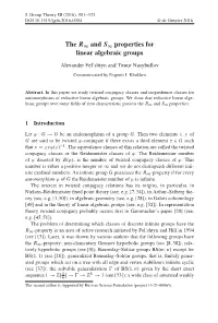 The R1 and S1 Properties for Linear Algebraic Groups