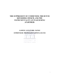 The Suppression of Communism, the Dutch Reformed Church, and the Instrumentality of Fear During Apartheid