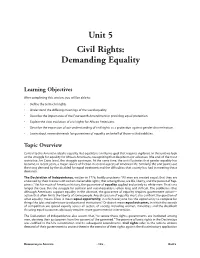 Unit 5 Civil Rights: Demanding Equality Guide