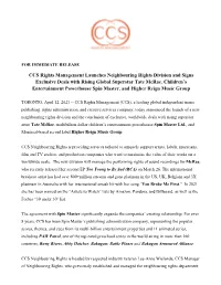 CCS Rights Management Launches Neighbouring Rights Division And