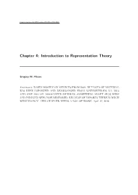 Chapter 4: Introduction to Representation Theory