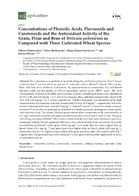 Concentrations of Phenolic Acids, Flavonoids and Carotenoids And