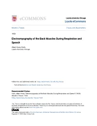 Electromyography of the Back Muscles During Respiration and Speech