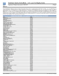 Goldman Sachs Activebeta U.S. Low Vol Equity Index