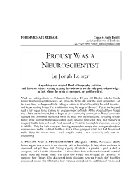 Proust Was a Neuroscientist
