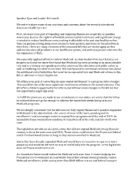 Speaker Ryan and Leader Mcconnell: We Write to Share Some