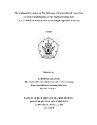 The Students' Perception on the Influence of Content-Based